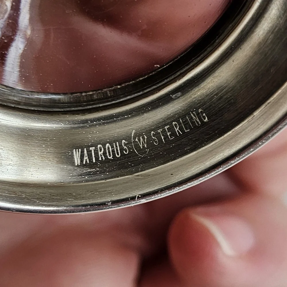 Vintage Watrous Sterling Silver Base Bud Vase Etched Glass Floral Vase 6.5" - Picture 6 of 11